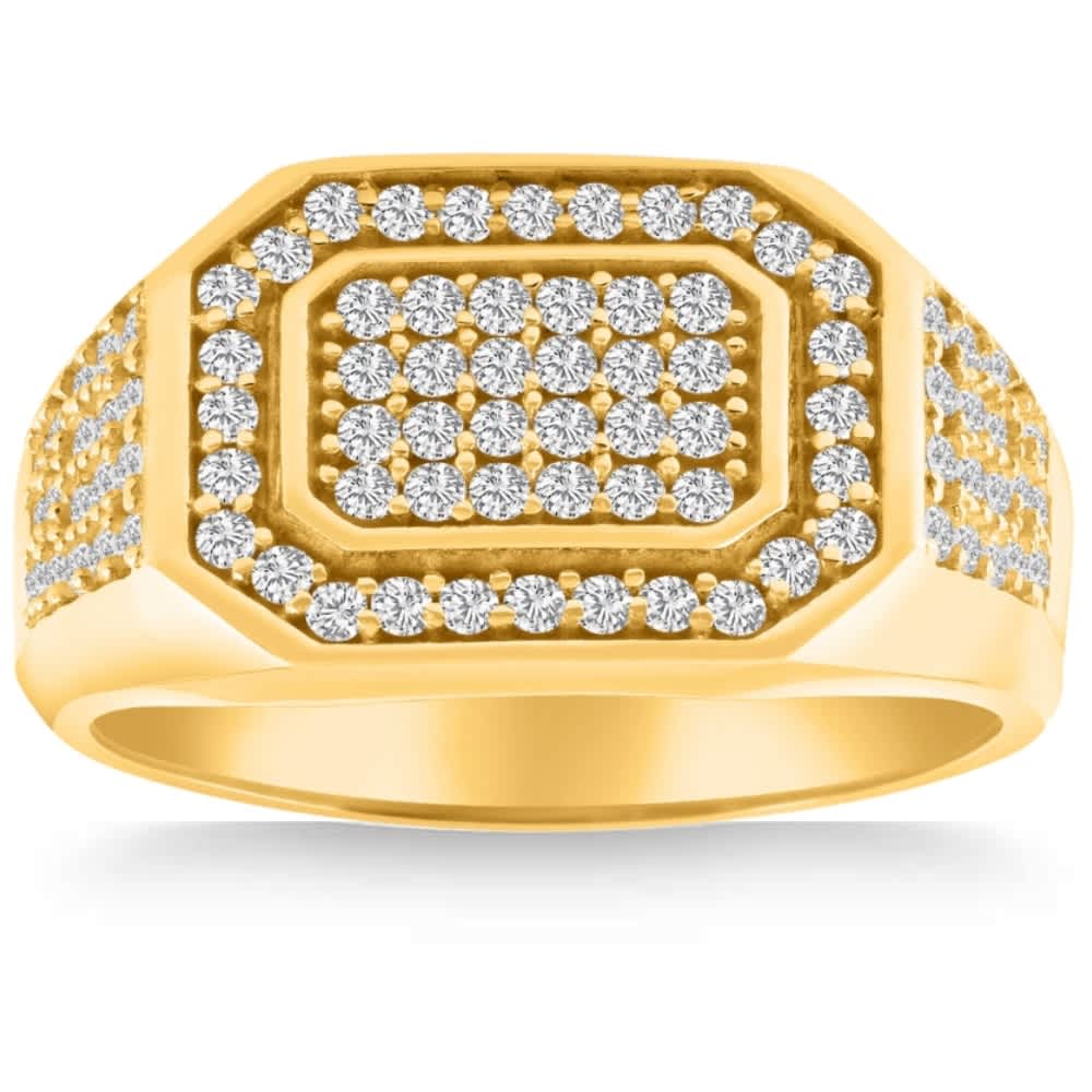 1Ct Men's Diamond Ring in 14k Gold Lab Grown