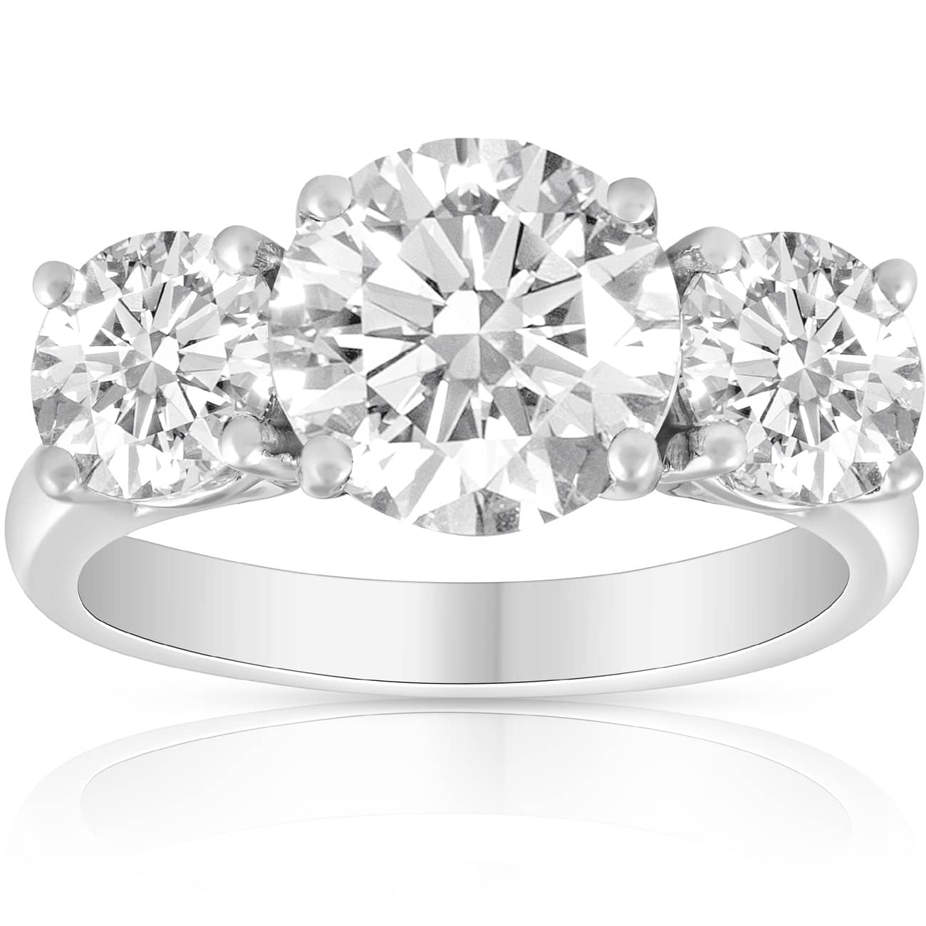 3 1/4 Ct Three Stone Diamond Engagement Ring 14k White Gold