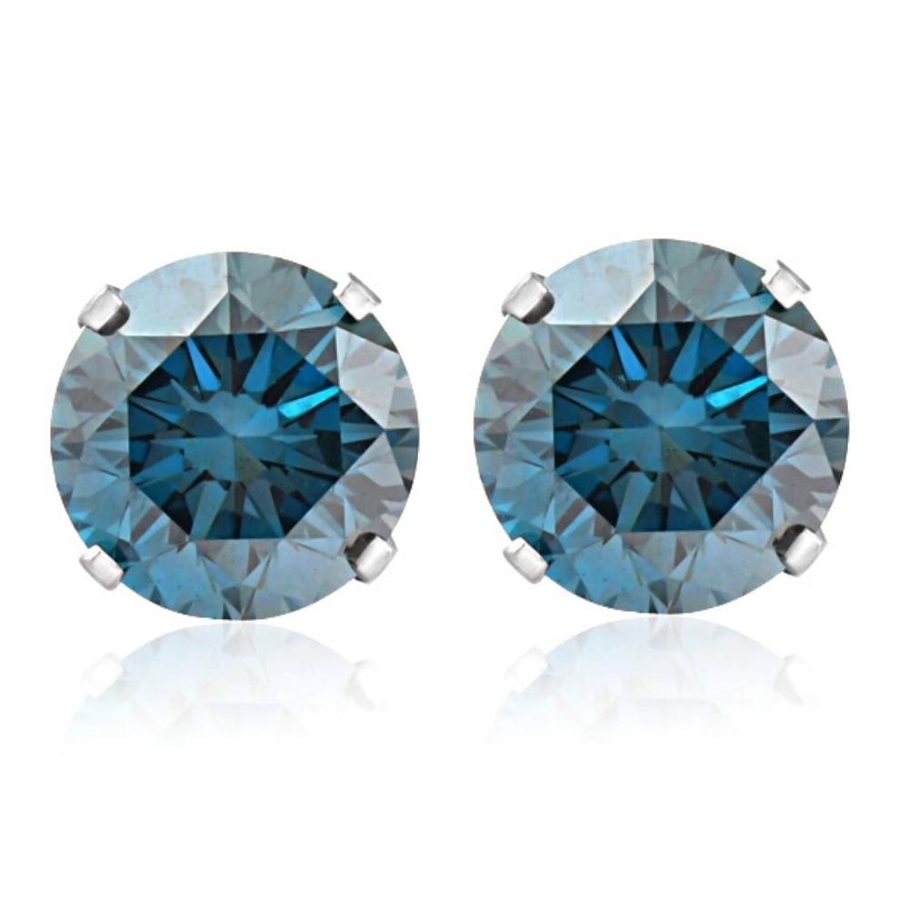 1ct Blue Diamond Studs 14K White Gold
