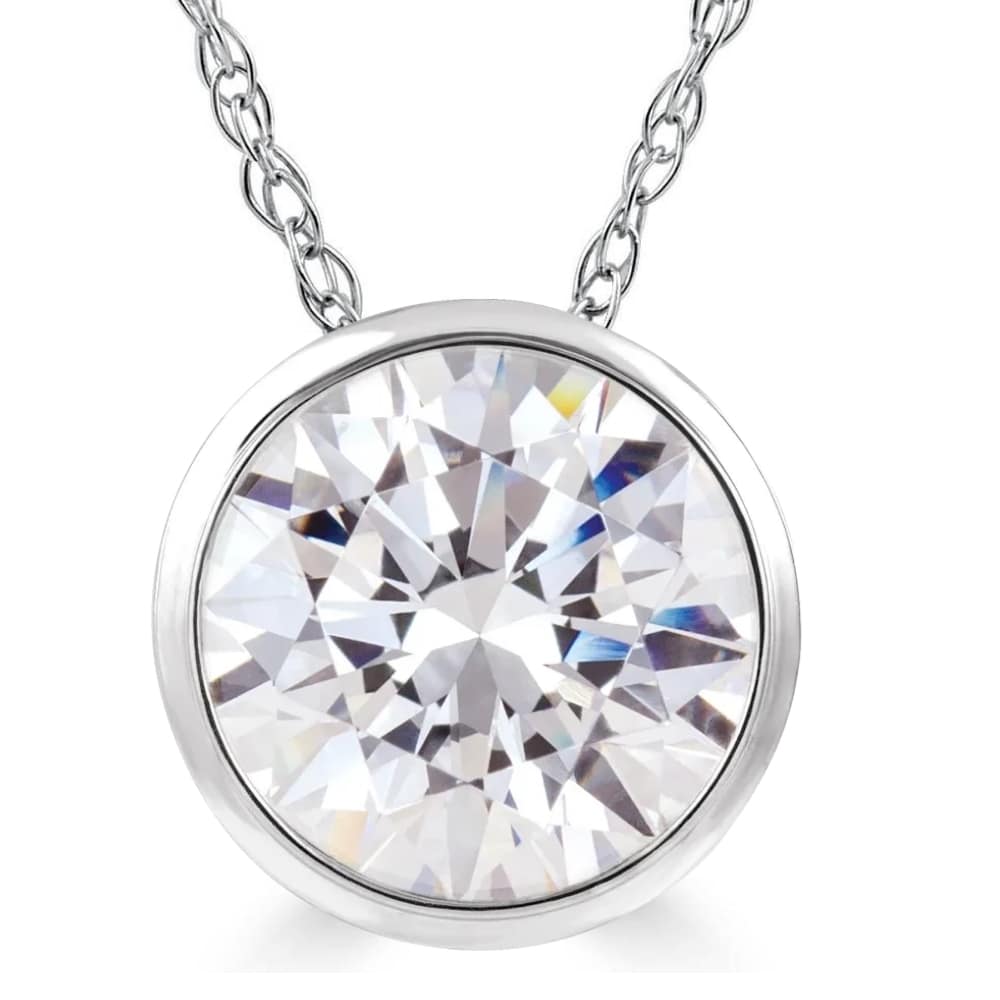 1 Ct Solitaire Lab Grown Diamond Pendant Necklace in 14k White or Yellow Gold