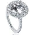 VS 1ct Pave Halo Oval Engagement Ring Setting 14K White Gold Size Selectable