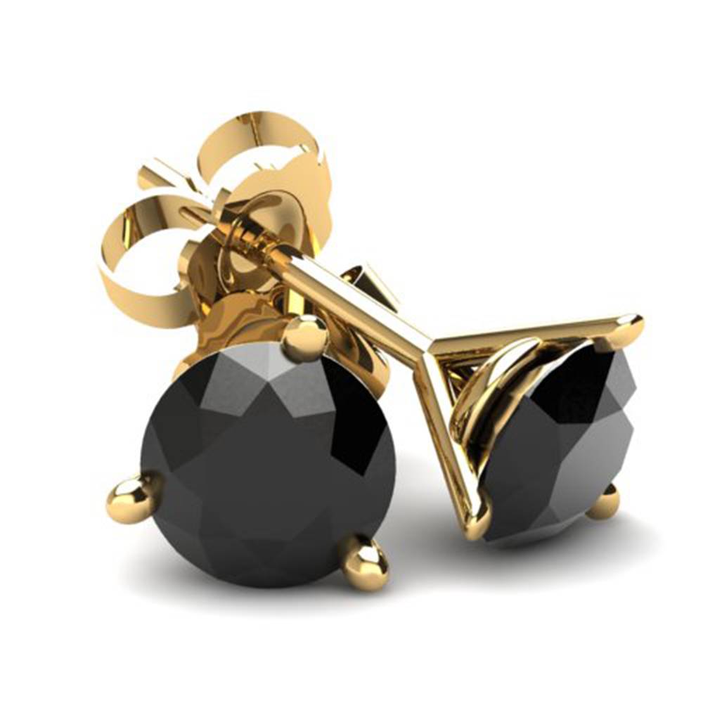.20CT Round Brilliant Cut Black Diamond Stud Earrings in 14K Gold Martini Setting