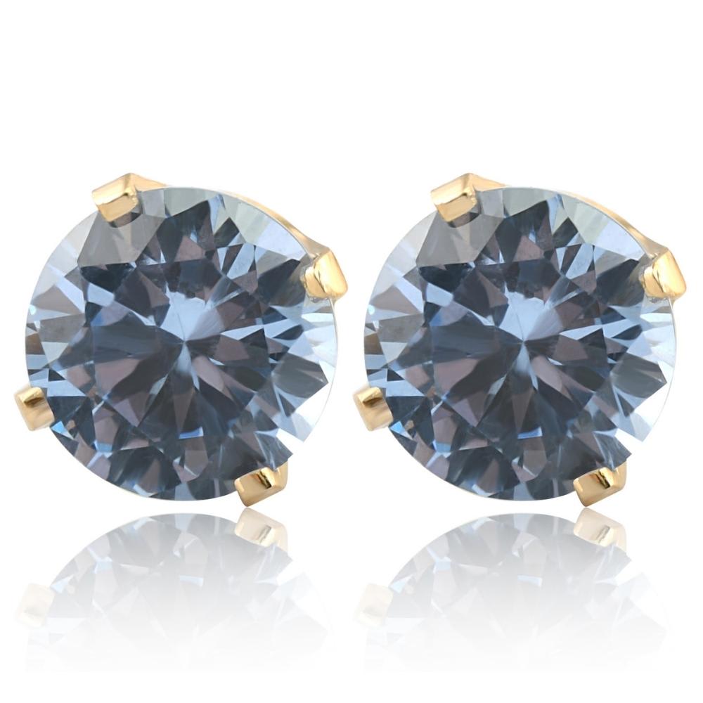 1Ct TW Blue Topaz Studs in 10k White or Yellow Gold