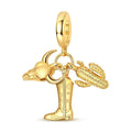 Western Cowboy Boot, Bull Skull & Cactus Dangle Charm