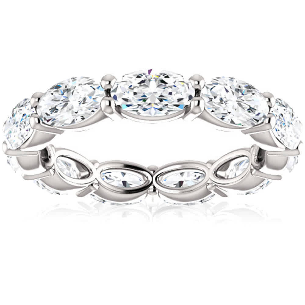 4 Ct Oval Moissanite Eternity Ring 14k White Gold