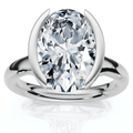 Certified Terresa 3Ct Oval Diamond Engagement Half Bezel Ring Lab Grown