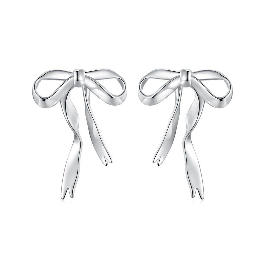Whispering Ribbon Bow Stud Earrings
