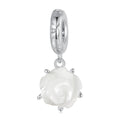 White Rose in Bloom Double Dangle Charm