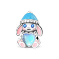Winter Bunny with Blue Heart Charm