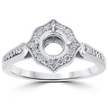 1/5ct Vintage Halo Diamond Engagement Ring Setting 14k White Gold With Milgrain