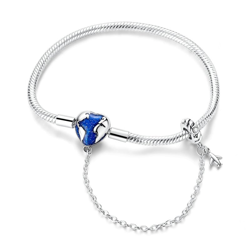 World Map & Airplane Safety Chain Bracelet