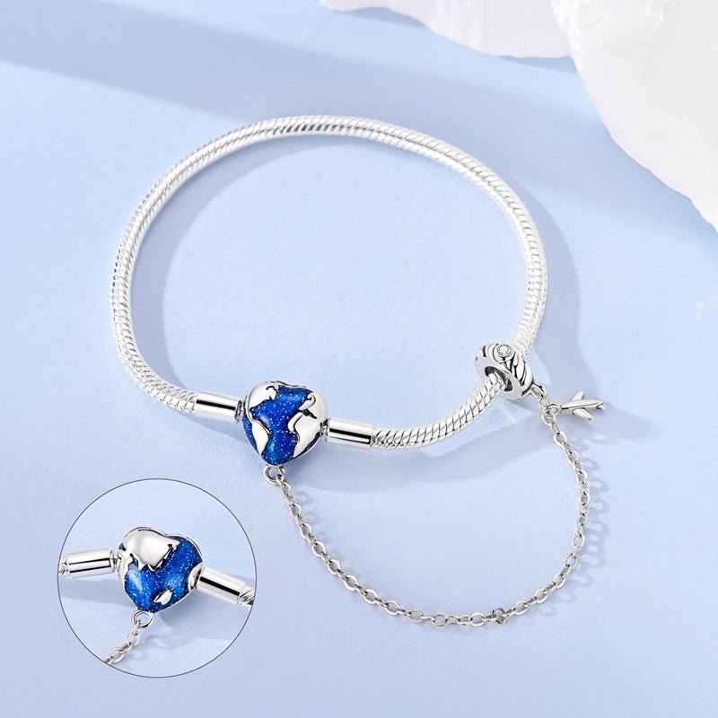 World Map & Airplane Safety Chain Bracelet
