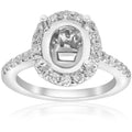 3/4ct Oval Halo Vintage Ring Setting 14K White Gold Size Selectable