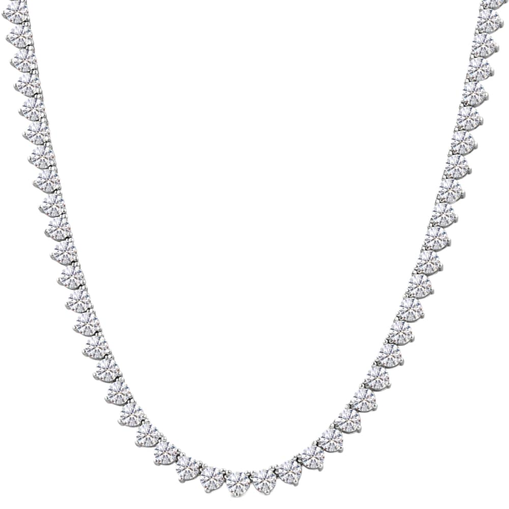 26Ct Diamond Tennis Necklace 3-Prong 14k White Gold 18" Lab Grown