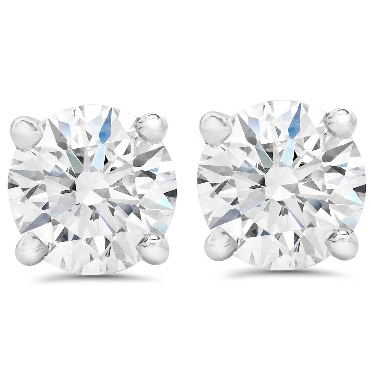 2 1/2Ct T.W. Lab Grown Diamond Screw Back 14k White Gold Studs
