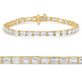 12Ct Emerald Cut Diamond East West Tennis Bracelet 14k Yellow Gold Lab Grown Size: Medium