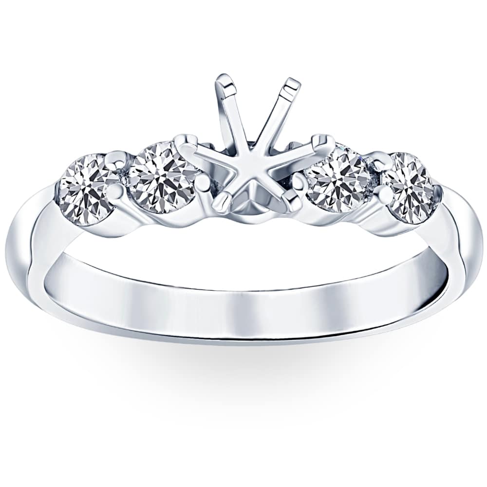 1/2ct Diamond Semi Mount Engagement Ring 14K White Gold Round Setting Size Selectable