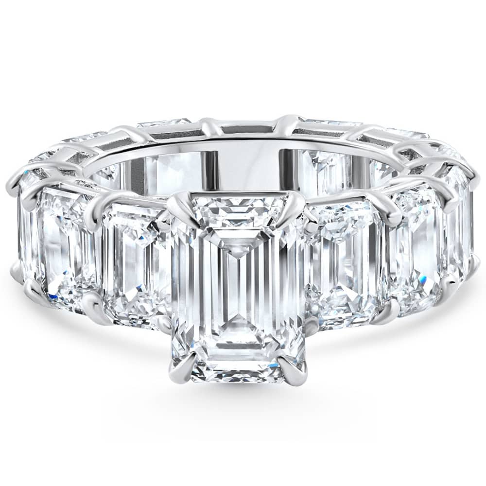 Certified 15.44Ct Emerald Cut Diamond Engagement Ring 14k Gold Lab Grown Size: 6