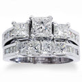 3 1/2ct Princess Cut Diamond Engagement Ring Wedding Set 14K White Gold Size Selectable