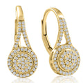 3/8Ct Halo Diamond Hoops With Lever Backs in White or Yellow Gold 18mm Tall