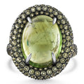 12.21Ct Peridot & Green Tourmaline Heirloom Ring 14k White Gold Size: 6.5