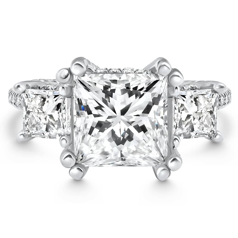 Certified 5.10Ct Princess Cut Diamond Engagement Ring 14k White Gold Lab Grown Size: 6