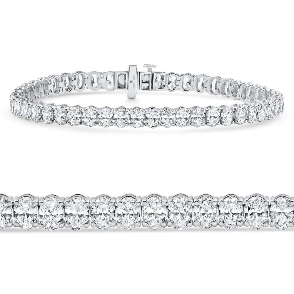 10Ct Oval Cut Diamond Tennis Bracelet 7" 14k White Gold Lab Grown Size: 7