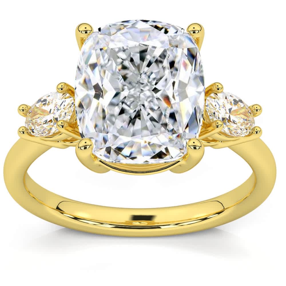 Certified 6Ct Cushion Cut 3-Stone Diamond Engagement Ring 14k Gold Lab Grown