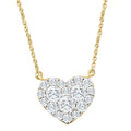 1Ct T.W. Heart Diamond Pendant 10k Yellow Gold Lab Grown 18" Necklace