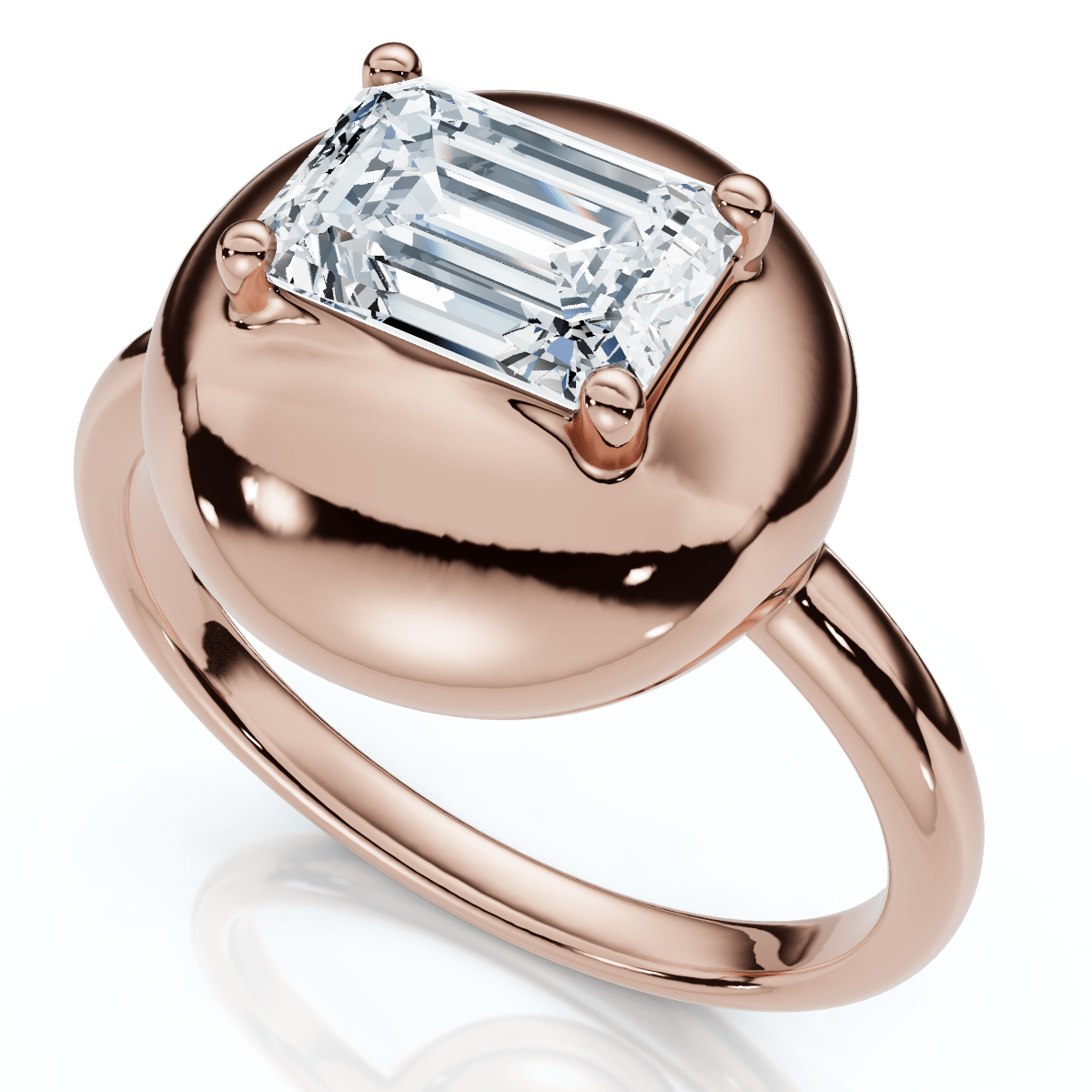 1Ct Emerald Cut Solitaire Candy Button Diamond RingLab Grown