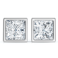 Princess Cut Diamond Bezel Set Studs 14k Gold Lab Grown Size: Small