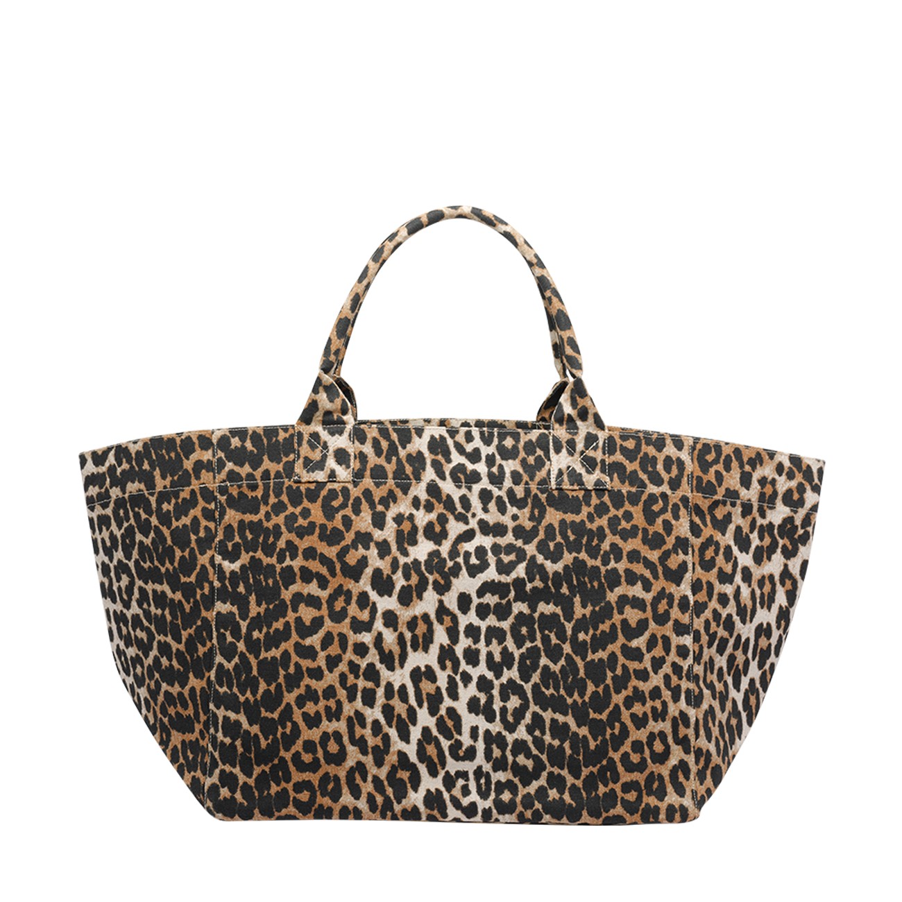 Ganni Women Xxl Leopard Logo Tote Bag