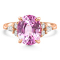 5Ct TW Oval Pink Sapphire & Diamong Ring 14k Rose Gold Lab Grown Size: 7