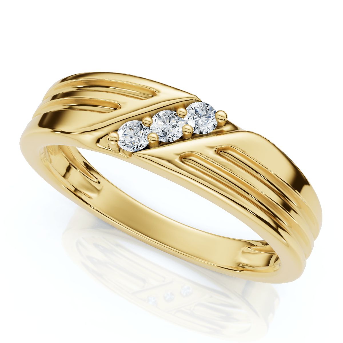 Mens 14k Yellow Gold Diamond Wedding Anniversary Ring Size Selectable