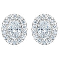 3/4Ct Oval Diamond Halo Earrings in White or Yellow Gold Lab Grown