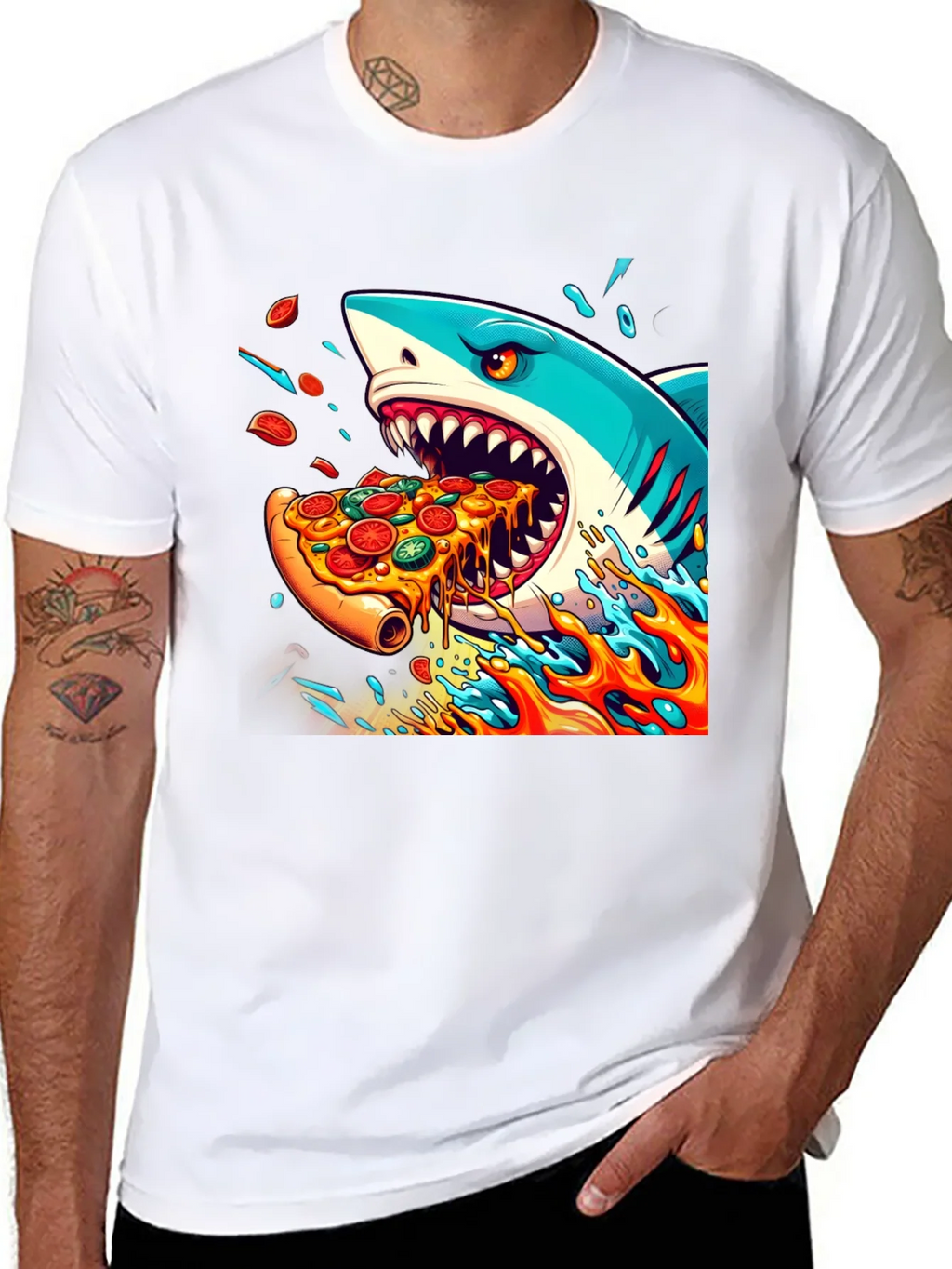 Shark Pizza Black T-Shirt: Jawsome Taste!