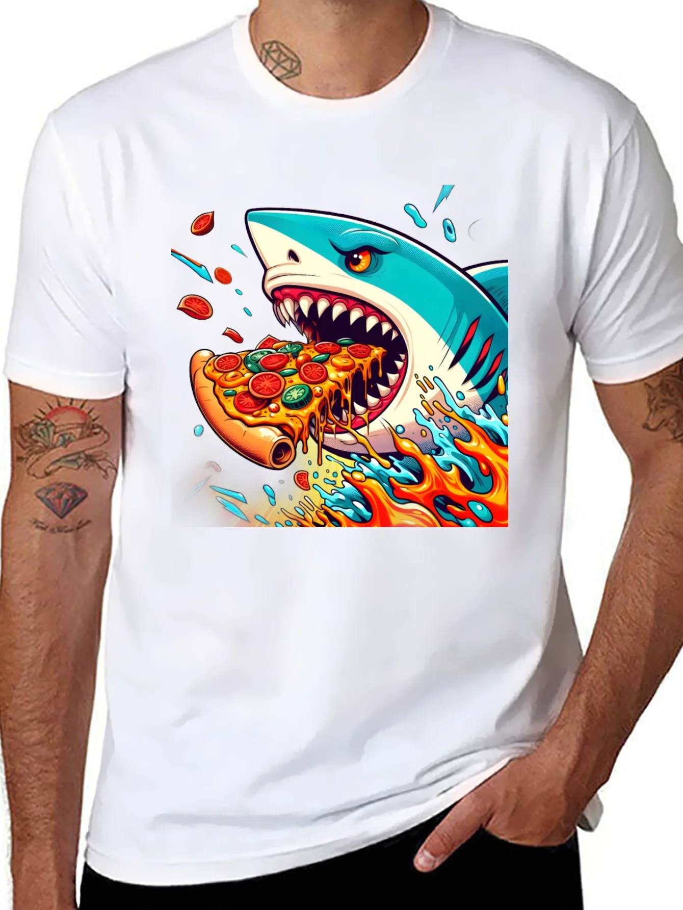 Shark Pizza Black T-Shirt: Jawsome Taste!