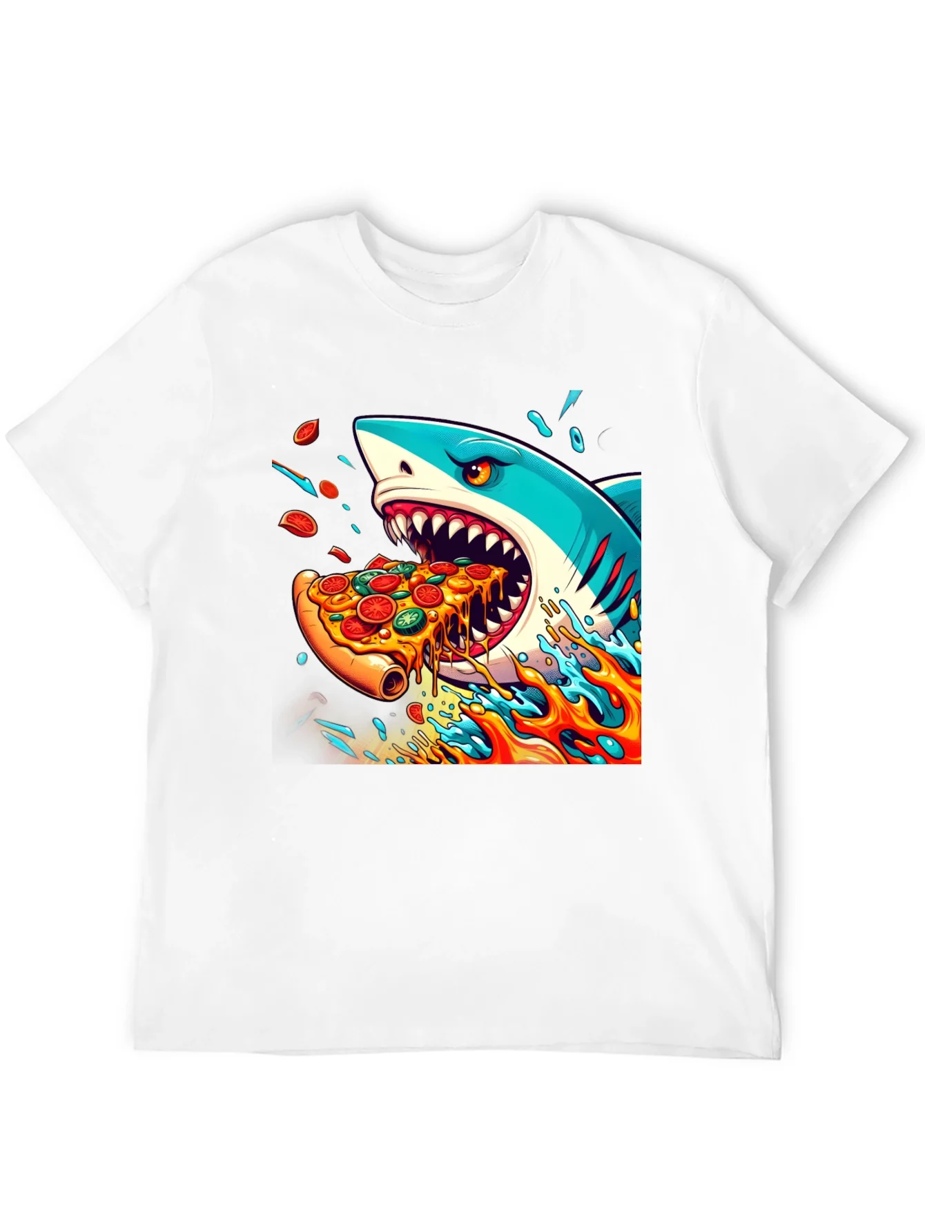 Shark Pizza Black T-Shirt: Jawsome Taste!