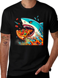 Shark Pizza Black T-Shirt: Jawsome Taste!