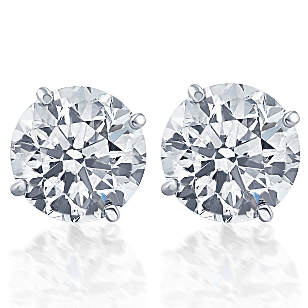 Certified 1/2 Carat (ctw) Natural Diamond Studs in 14K White Gold