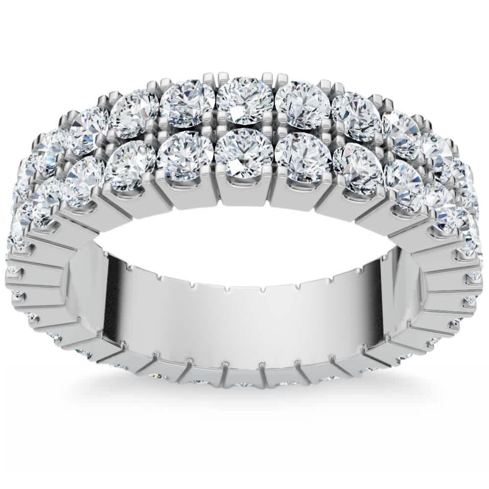 2ct Double Row Diamond Eternity Ring 14K White Gold Size Selectable