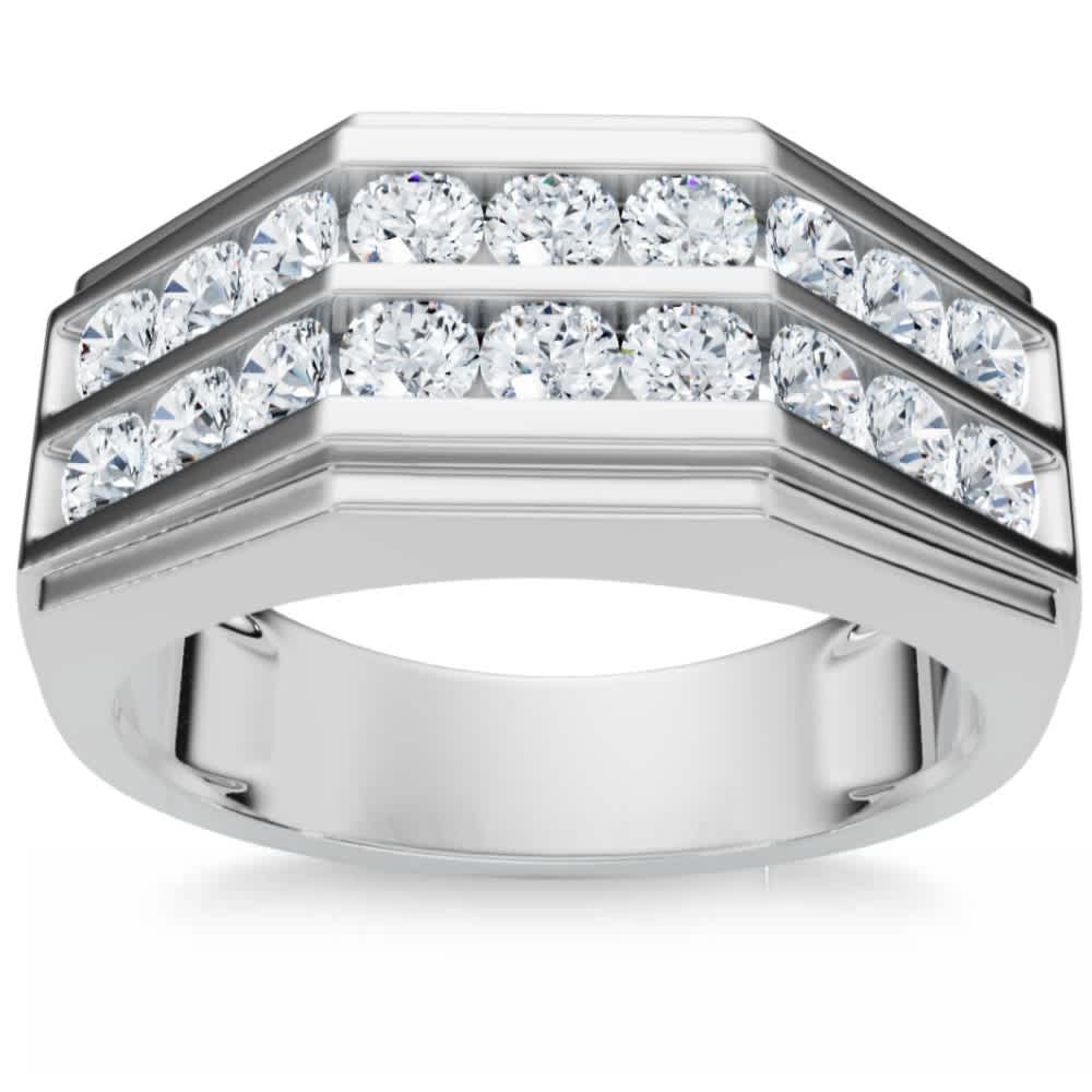 1/2Ct Men's Diamond High Polished Wedding Ring Lab Grown Anniversary Band