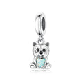Yorkshire Terrier Dog with Heart Stone Dangle Charm