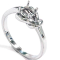 14K White Gold Knot Solitaire Engagement Ring Setting Size Selectable