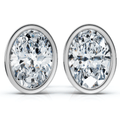 Oval Cut Diamond Bezel Studs 14k Gold Lab Grown Size: Medium