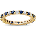 1 1/2ct Diamond Sapphire Eternity Ring 14K Yellow Gold Size Selectable