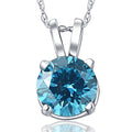 2ct Blue Diamond Solitaire 14K White Gold Pendant Lab Grown