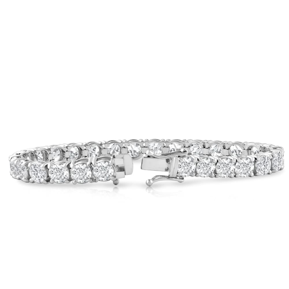 Platinum 12.58Ct Lab Grown Diamond Tennis Bracelet 7" Double Lock Clasp