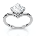 1Ct V Asscher Cut Diamond Engagement Ring 14k Gold or Platinum Lab Grown EF/VS