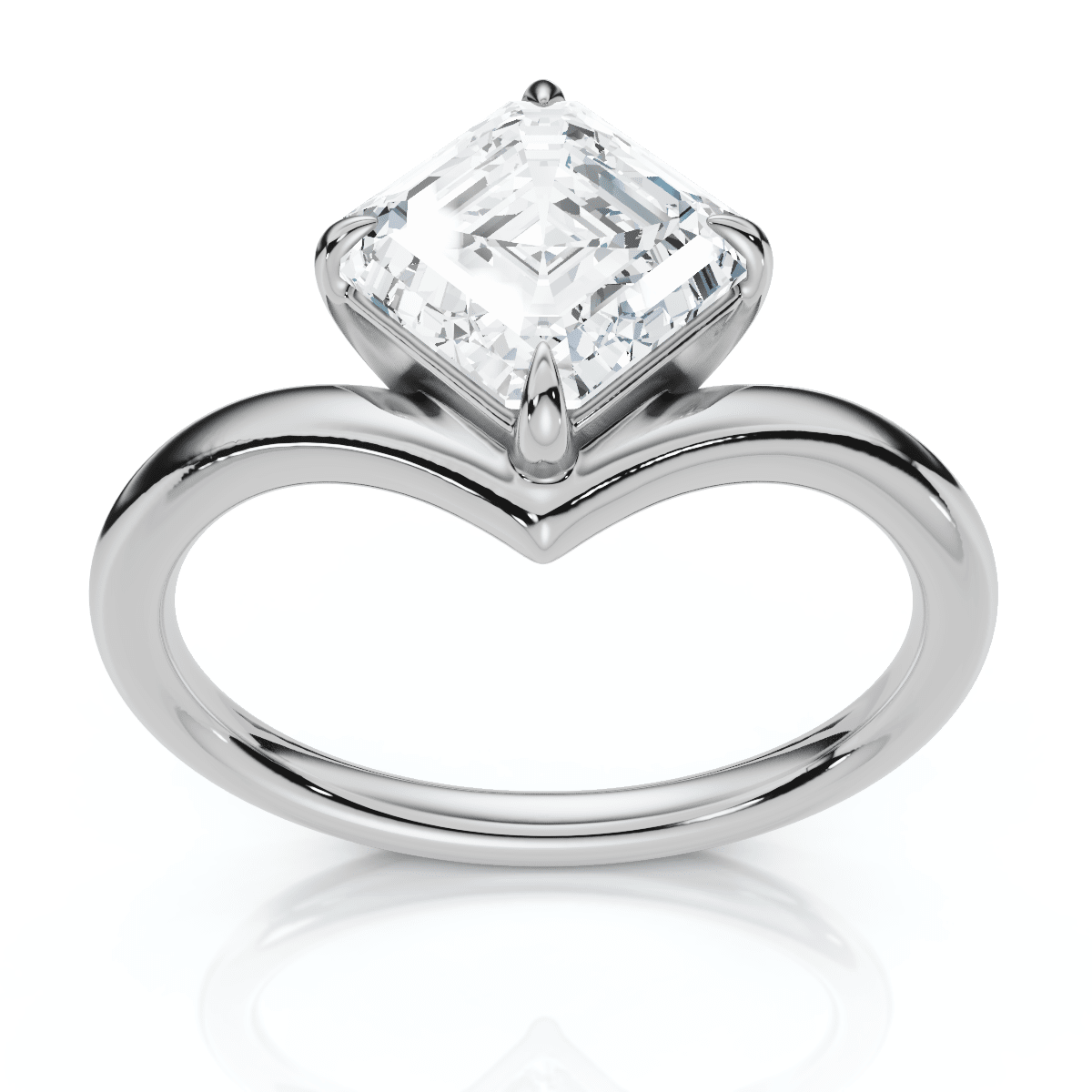 1Ct V Asscher Cut Diamond Engagement Ring 14k Gold or Platinum Lab Grown EF/VS
